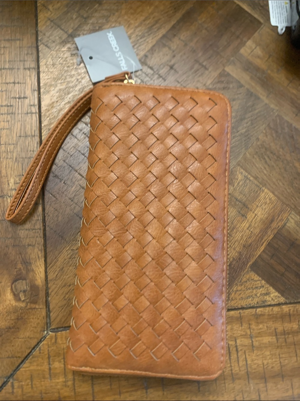 Falls Creek Woven Leather Wristlet Clutch in Tan - Picture 2 of 5